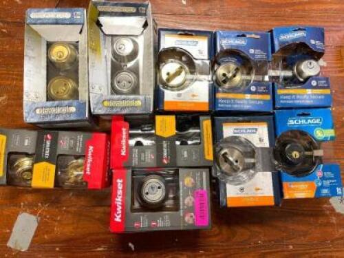 (9) ASSORTED DEADBOLTS AND LOCKS