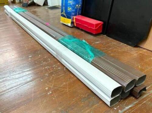 (6) 10' ALUMINUM GUTTERS (BROWN AND WHITE)