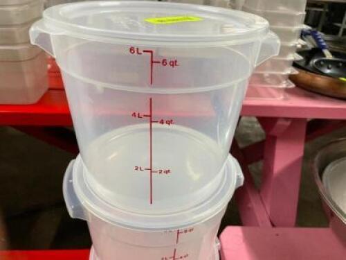DESCRIPTION: (3) 6 QT PLASTIC CONTAINERS W/ LIDS SIZE: 6 QT LOCATION: BAY 7 THIS LOT IS: SOLD BY THE PIECE QTY: 3