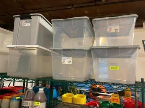 DESCRIPTION: (6) 56 QT PLASTIC CONTAINERS W/ LIDS LOCATION: BAY 7 THIS LOT IS: SOLD BY THE PIECE QTY: 6