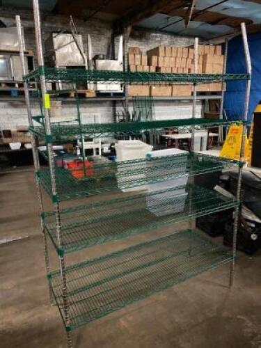 DESCRIPTION: 60" X 24" FIVE TIER COATED WIRE SHELF. SIZE: 60" X 24" LOCATION: BAY 7 QTY: 1
