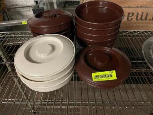 DESCRIPTION: (10) PLASTIC TORTILLA CONTAINERS W/ (4) LIDS LOCATION: BAY 7 THIS LOT IS: ONE MONEY QTY: 1