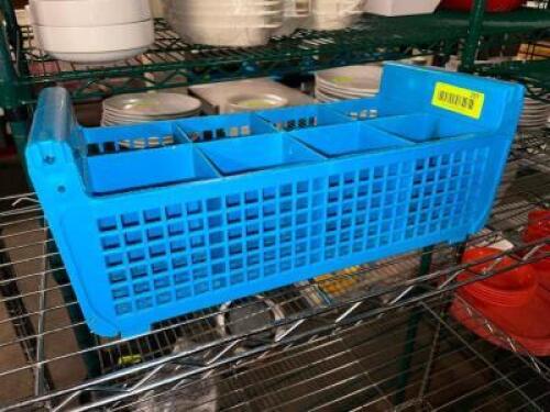 DESCRIPTION: BLUE PLASTIC SILVERWARE CADDY LOCATION: BAY 7 QTY: 1