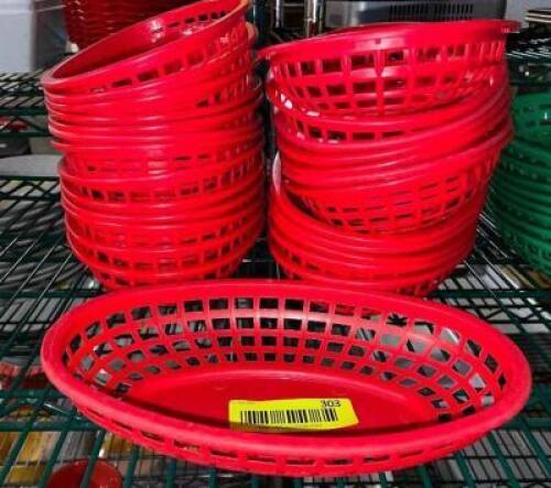 DESCRIPTION: (30) 9" RED PLASTIC FOOD BASKETS. LOCATION: BAY 7 THIS LOT IS: SOLD BY THE PIECE QTY: 30