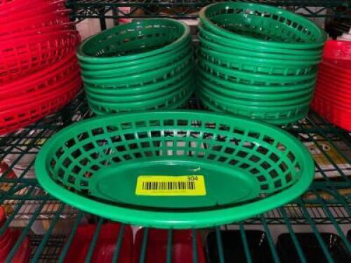 DESCRIPTION: (30) 9" GREEN PLASTIC FOOD BASKETS. LOCATION: BAY 7 THIS LOT IS: SOLD BY THE PIECE QTY: 30