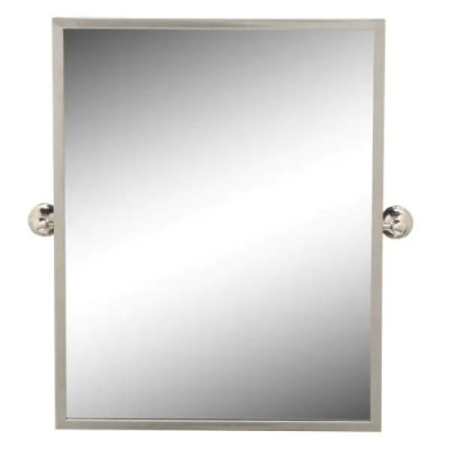 FRAMED FOG FREE WALL MIRROR IN BRUSHED SILVER