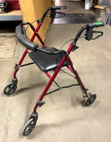 ADJUSTABLE HEIGHT 4-WHEEL WALKER WITH SEAT