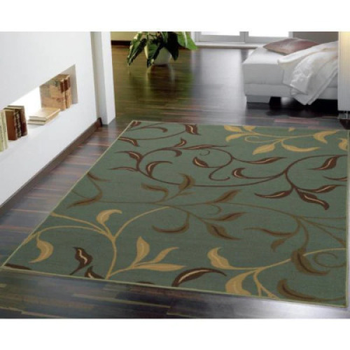 OTTOHOME COLLECTION CONTEMPORARY LEAVES DESIGN SEAFOAM AREA RUG