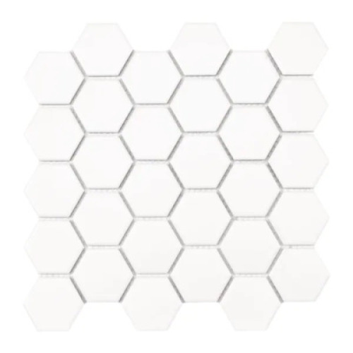 (4) BOXES OF WHITE HEXAGON MATTE PORCELAIN MOSAIC TILE