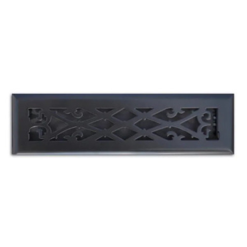 ELEGANT SCROLL STEEL FLOOR REGISTER IN MATTE BLACK