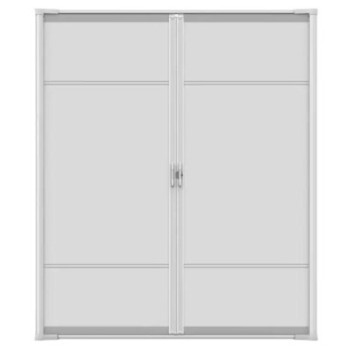 WHITE STANDARD DOUBLE RETRACTABLE SCREEN DOOR KIT