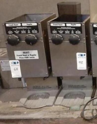 (2) GRINDMASTER GCG-200 COFFEE GRINDERS. NO HOPPERS