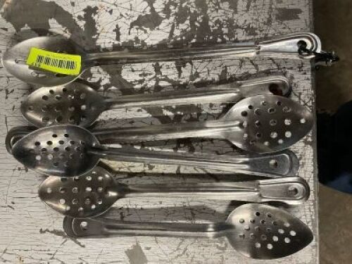 (5) STAINLESS SLOTTED SPOONS