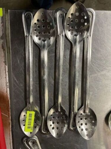 (5) STAINLESS SLOTTED SPOONS
