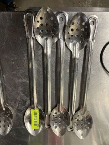 (5) STAINLESS SLOTTED SPOONS