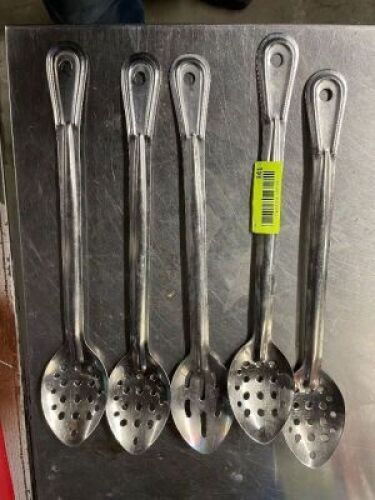 (5) STAINLESS SLOTTED SPOONS