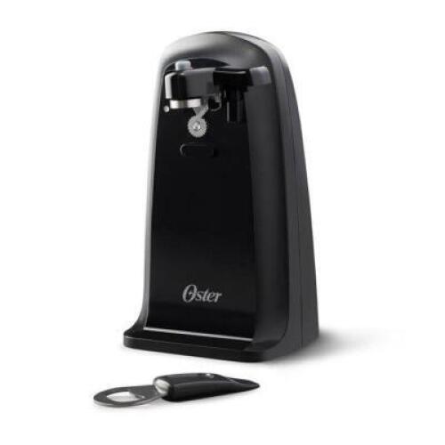 DESCRIPTION: (1) ELECTRIC CAN OPENER BRAND/MODEL: OSTER/2116561 INFORMATION: BLACK/AUTO-SHUTOFF MECHANISM RETAIL$: 15.27 SIZE: 4.38"L X 3.75"W X 8"H Q
