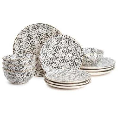 DESCRIPTION: (1) DINNERWARE SET BRAND/MODEL: THYME & TABLE/TT0062-ECOM INFORMATION: POLKA DOT/12-PIECES RETAIL$: 54 QTY: 1