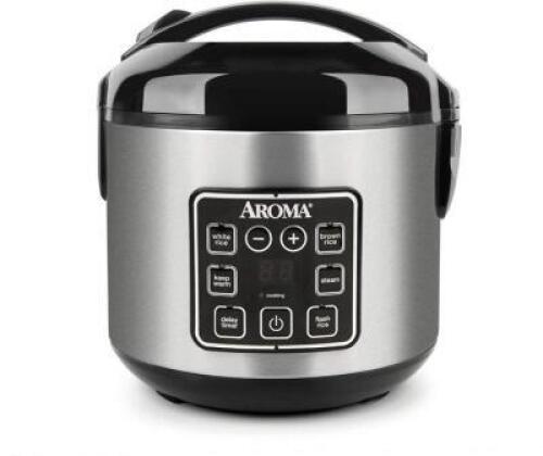 DESCRIPTION: (1) RICE & GRAIN COOKER BRAND/MODEL: AROMA/ARC-914SBD INFORMATION: NONSTICK INNER POT/RICE PADDLE/STAINLESS STEEL FINISH RETAIL$: 29.92 S