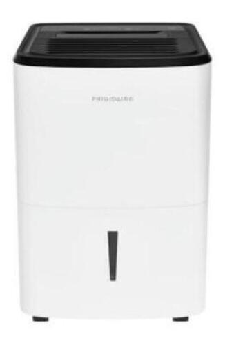 DESCRIPTION: (1) DEHUMIDIFIER BRAND/MODEL: FRIGIDAIRE/FFAD5033W1 INFORMATION: WHITE/CAPACITY: 50 PINT/3-SPEEDS RETAIL$: 298 SIZE: 24.25"H X 15.96"W X