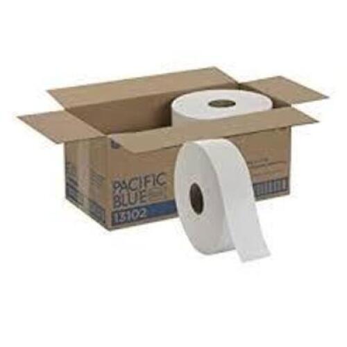DESCRIPTION: (1) CASE OF (6) ROLLS OF JUMBO TOILET PAPER BRAND/MODEL: PACIFIC BLUE #13102 RETAIL$: $80.00 SIZE: 2000 FT A ROLL QTY: 1
