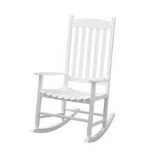 DESCRIPTION: (2) PORCH ROCKER ROCKING CHAIR BRAND/MODEL: MAINSTAYS INFORMATION: WHITE RETAIL$: $100.00 QTY: 2