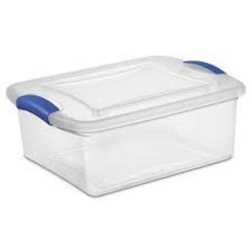 DESCRIPTION: (10) LATCH STORAGE BOX BRAND/MODEL: STERILITE #1924 INFORMATION: CLEAR RETAIL$: $12.78 EA SIZE: 15 QT QTY: 10