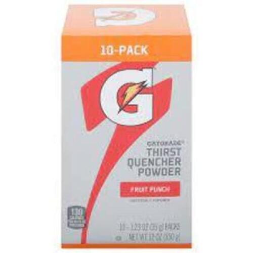 DESCRIPTION: (2) SPORTS DRINK POWDER CONCENTRATE STICKS BRAND/MODEL: GATORADE INFORMATION: FRUIT PUNCH RETAIL$: $8.00 EA SIZE: 10 1.23 OZ STICKS QTY: