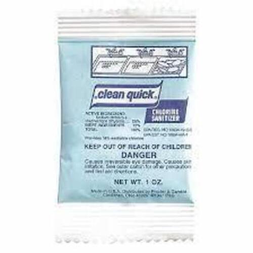 DESCRIPTION: (10) CHLORINE SANITIZER BRAND/MODEL: CLEAN QUICK INFORMATION: UNSCENTED SIZE: 1 OZ QTY: 10