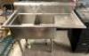 DESCRIPTION: 2-COMPARTMENT STAINLESS STEEL SINK WITH RIGHT SIDE DRAIN BOARD SIZE: 53" QTY: 1