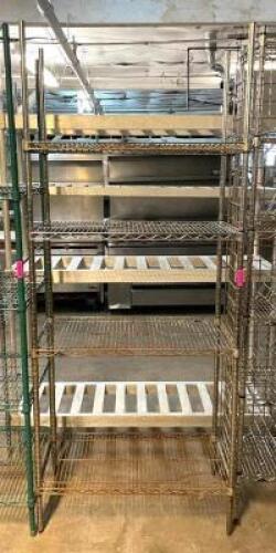 DESCRIPTION: 4-TIER WIRE METAL SHELVING UNIT SIZE: 36"X18"X86" QTY: 1