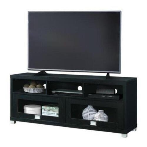 DESCRIPTION: (1) DURBIN TV STAND BRAND/MODEL: TECHNI/RTA-8850-BK INFORMATION: BLACK/TOP SHELF WEIGHT LIMIT: 100 LBS RETAIL$: 169.00 SIZE: 57.5"L X 15.