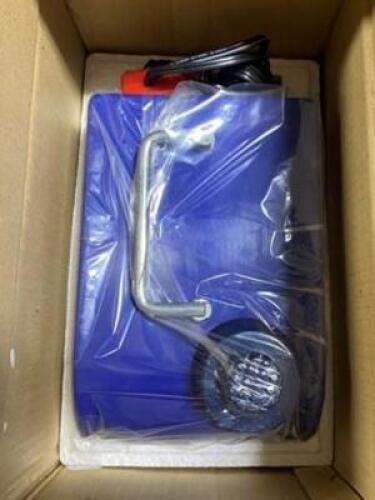 DESCRIPTION: (1) ELECTRIC HYDRAULIC AUTO JACK INFORMATION: BLUE/MULTI-PURPOSE RETAIL$: 19.95 SIZE: 14LBS QTY: 1
