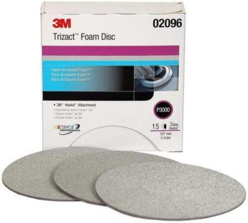 DESCRIPTION: (4) PACKS OF (15) TRIZACT FOAM DISC BRAND/MODEL: 3M/02096 INFORMATION: GRAY/GRIT: P3000 RETAIL$: 71.64 PER PK OF 15 SIZE: 9.2' X 5.9" X 5
