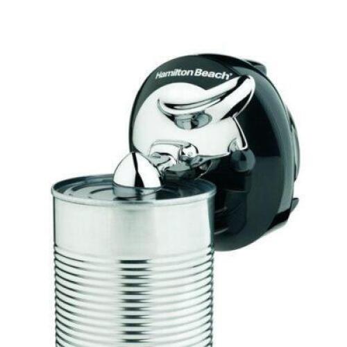 DESCRIPTION: (1) WALK 'N CUT CAN OPENER BRAND/MODEL: HAMILTON BEACH/76501G INFORMATION: BLACK & SILVER/CORDLESS RETAIL$: 24.99 SIZE: 9.5"L X 5.13"W X