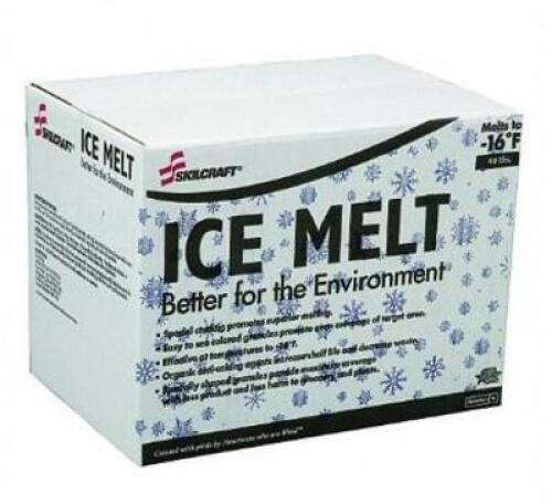 DESCRIPTION: (1) GRANULAR ICE MELT BRAND/MODEL: ABILITYONE/6850-01-598-1933 INFORMATION: BLUE/EFFECTIVE TEMP: -16F RETAIL$: 31.92 SIZE: 40 LBS QTY: 1