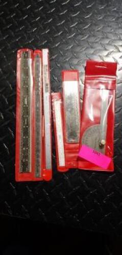 DESCRIPTION: (6) VARIOUS RULES AND PROTRACTOR BRAND/MODEL: SPI VARIOUS RETAIL$: $ QTY: 6