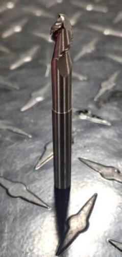 DESCRIPTION: (2) 2 FLUTE SOLID CARBIDE REDUCED NECK END MILL INFORMATION: DATA FLUTE HSM20250.075 RETAIL$: $ SIZE: 1/4" CUT/SHANK DIA .375 LOC .075 RA