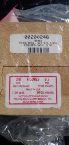 DESCRIPTION: (1) SET OF (9) 3/8" STEEL STAMPS BRAND/MODEL: YOUNG BROS. 08091 RETAIL$: 39.87 SIZE: 0-9 QTY: 1