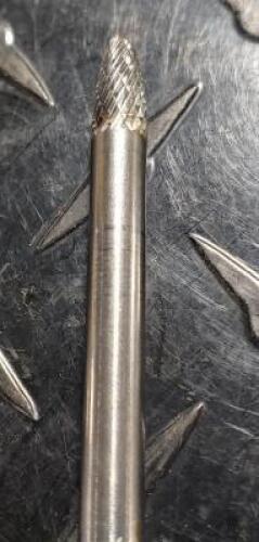DESCRIPTION: (1) CARBIDE DOUBLE CUT TREE WITH RADIUS BURR BRAND/MODEL: SGS PRO 16553 RETAIL$: 38.47 SIZE: 1/4" DIA QTY: 1