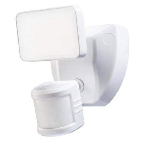 WIFI CONNECTED WHITE WIRED SINGLE HEAD VOICE ACTIVATED MOTION ACTIVATED OUTDOOR LED SECURITY FLOOD LIGHT