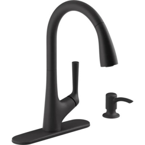ELMBROOK SINGLE-HANDLE PULL-DOWN SPRAYER KITCHEN FAUCET IN MATTE BLACK