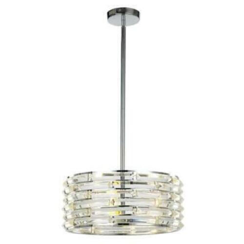AVANT 3-LIGHT CURVED CRYSTAL AND CHROME PENDANT