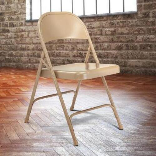 4CT SET OF BEIGE METAL FOLDING CHAIRS