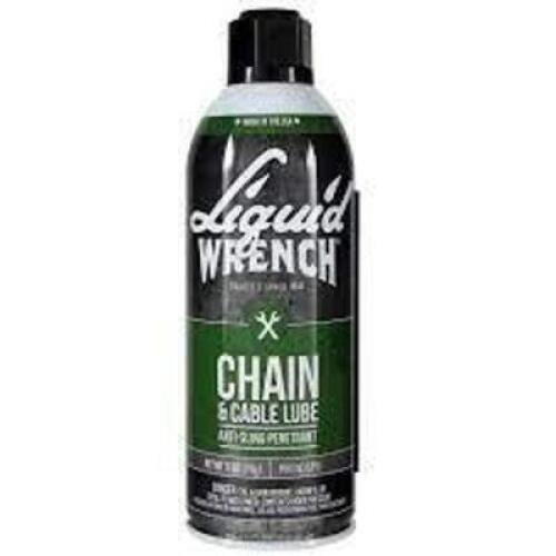 DESCRIPTION: (3) LIQUID WRENCH CHAIN & CABLE LUBE BRAND/MODEL: LIQUID WRENCH SIZE: 11 OZ LOCATION: SHOP QTY: 3