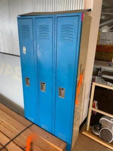 DESCRIPTION: THREE GROUP METAL LOCKER SYSTEM - BLUE. LOCATION: BUILDING #2 QTY: 1