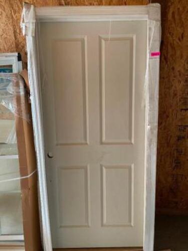 DESCRIPTION: 30" X 80" PRE HUNG RIGHT HAND FOUR PANEL DOOR W/ FRAME BRAND / MODEL: JEN WELD LOCATION: BUILDING #3 QTY: 1