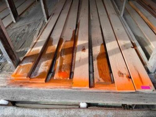 DESCRIPTION: CONTENT OF BIN -ASSORTED PINE BOARDS. SIZE: 12' LOCATION: BUILDING #3 TOP THIS LOT IS: ONE MONEY QTY: 1