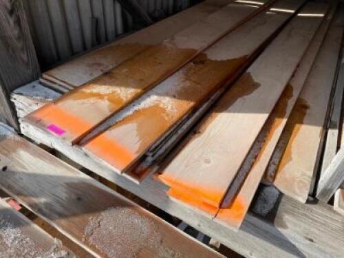 DESCRIPTION: CONTENT OF BIN -ASSORTED PINE BOARDS. SIZE: 8' LOCATION: BUILDING #3 TOP THIS LOT IS: ONE MONEY QTY: 1