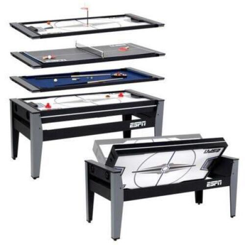 DESCRIPTION: (1) COMBO GAME TABLE BRAND/MODEL: ESPN/CE072Y21003 INFORMATION: 4-IN-1/USB-CHARGING CABLE RETAIL$: 249.00 SIZE: 72"L X 32.38"W X 32"H QTY